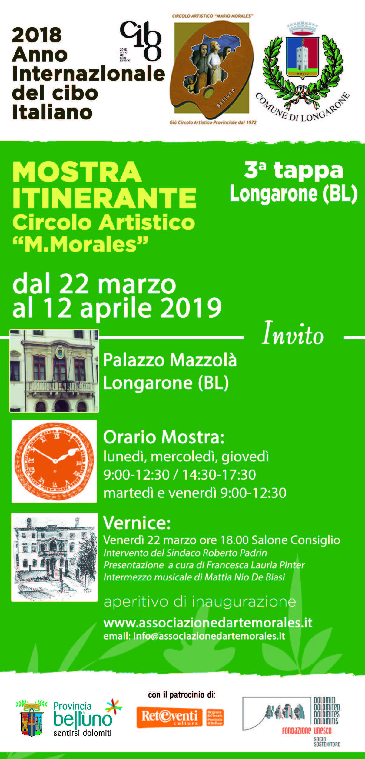 3° tappa Mostra itinerante Longarone 22/03 al 12/04 2019